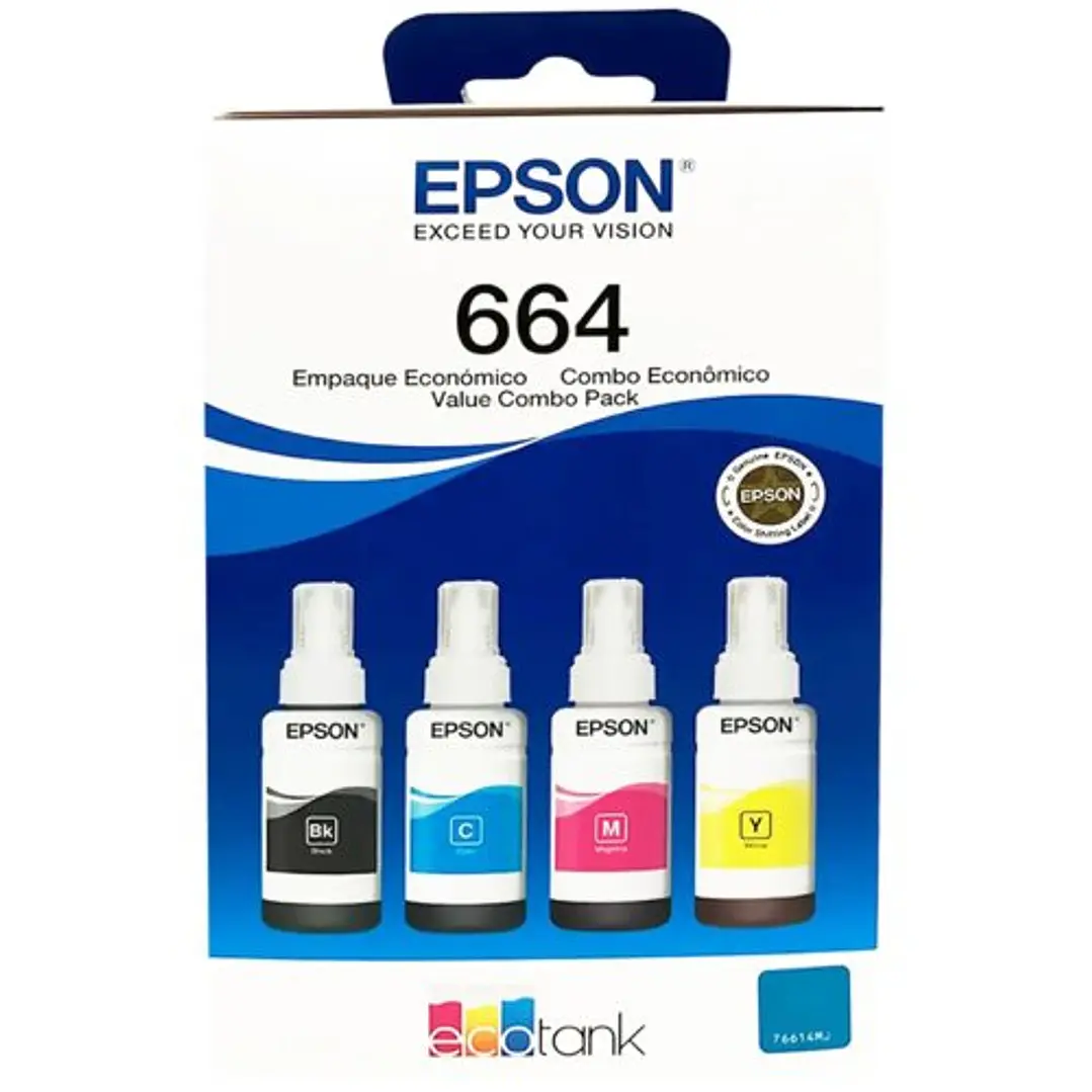 Kit tinta Epson T664 Pack 4 Colores Original 1