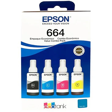 Kit tinta Epson T664 Pack 4 Colores Original 1