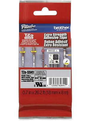 Cinta Brother TZE-S941 NG/Plata 18mm x 8m