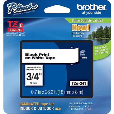 Cinta para Etiquetas Brother P-touch TZe-241 Blanca Laminada 18mm 1