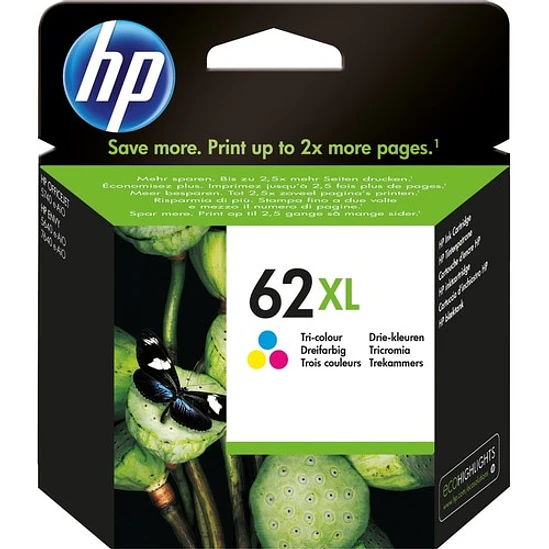 Cartucho de Tinta HP 62XL Tricolor Original Alto Rendimiento 1
