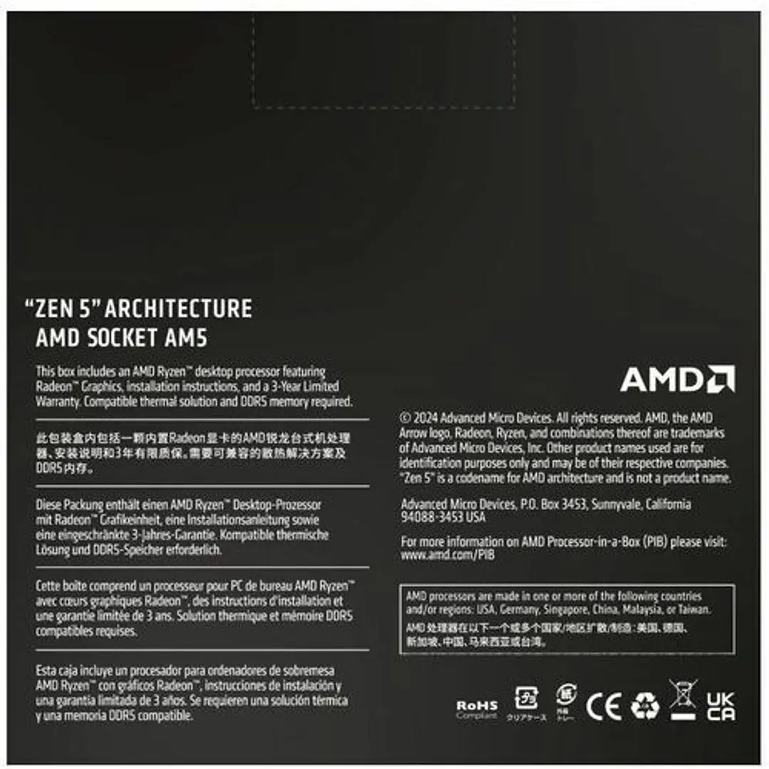 Procesador AMD Ryzen 5 9600X AM5 6 Núcleos 12 Hilos 5.4GHz 3