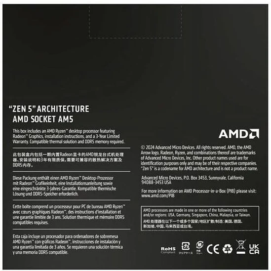 Procesador AMD Ryzen 5 9600X AM5 6 Núcleos 12 Hilos 5.4GHz 3