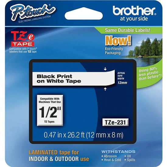 Cinta para Etiquetas Brother TZe-231 Blanca Laminada 12mm 1