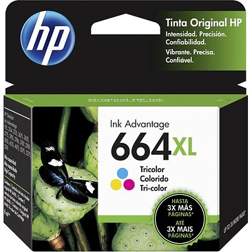 Cartucho de Tinta HP 664XL Tricolor Original Alto Rendimiento 1