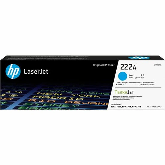 Cartucho de Tóner HP 222A Cian Original W2221A Rendimiento Estándar 1