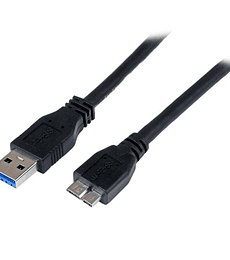 Cable Certificado 1m USB 3.0 Super Speed SS Micro USB B Macho a USB A Macho Adaptador - Negro