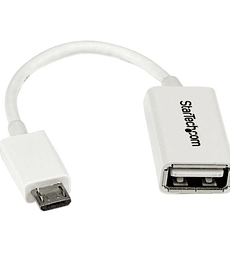 Cable Adaptador Micro USB a USB OTG Blanco de 12cm - Macho a Hembra