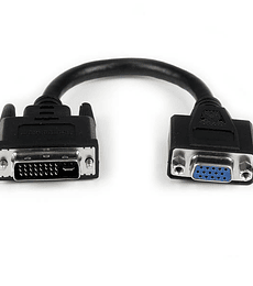 Adaptador Conversor de 20cm para Monitor de computador DVI-I a VGA - DVI-I Macho - HD15 Hembra - Cable Convertidor Negro