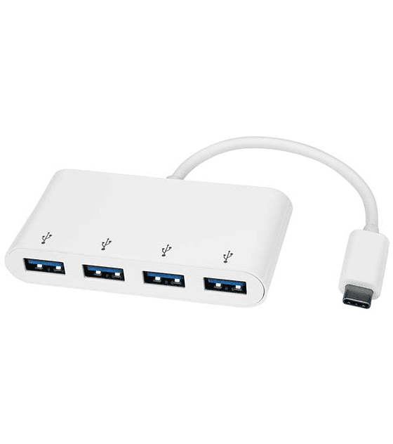 Hub Concentrador USB 3.0 de 4 Puertos - Hub USB-C a 4x USB A - Alimentado por Bus - Blanco - Conversor de USB C a USB A