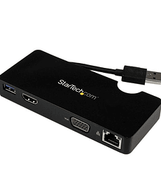 Replicador de Puertos USB 3.0 con HDMI o VGA Ethernet Gigabit y USB Pass-Through - Docking Station para Portátil