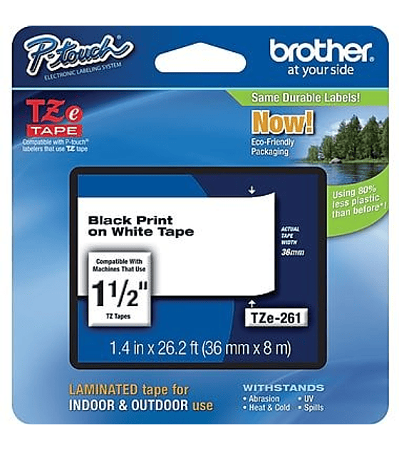 Cinta para etiquetas Brother TZE-261 - 36MM negro sobre blanco TZ TAPE