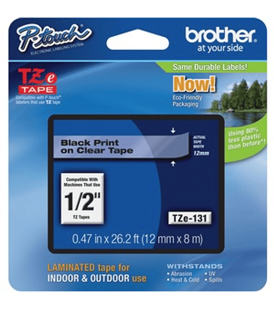 Cinta para etiquetas Brother TZE-131 12MM BLACK ON CLEAR TAPE PARA PT-1400 PT-2700 PT-9500PC