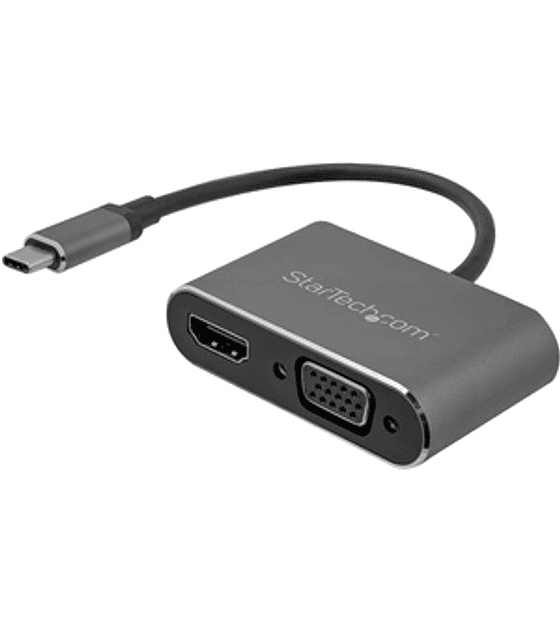 Adaptador USB-C a VGA y HDMI - 2en1 - 4K 30Hz - Gris Espacial - Adaptador de Video Externo USB Tipo C