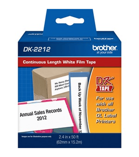 Cinta para etiquetas Brother DK2212 62mm termal label white 15 24mts