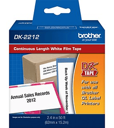 Cinta para etiquetas Brother DK2212 62mm termal label white 15 24mts