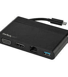 Adaptador Multipuertos USB-C 4K con HDMI y VGA - Mac Win Chrome - 1x USB-A - GbE - Portatil - Docking Station USB Tipo C