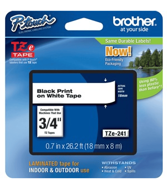 Cinta para etiquetas Brother TZE-241 18mm black on white indstrl tape