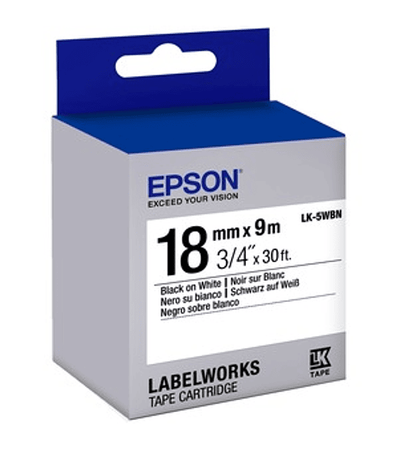 Cartucho de etiquetas Epson LK-5WBN negro blanco 18MM