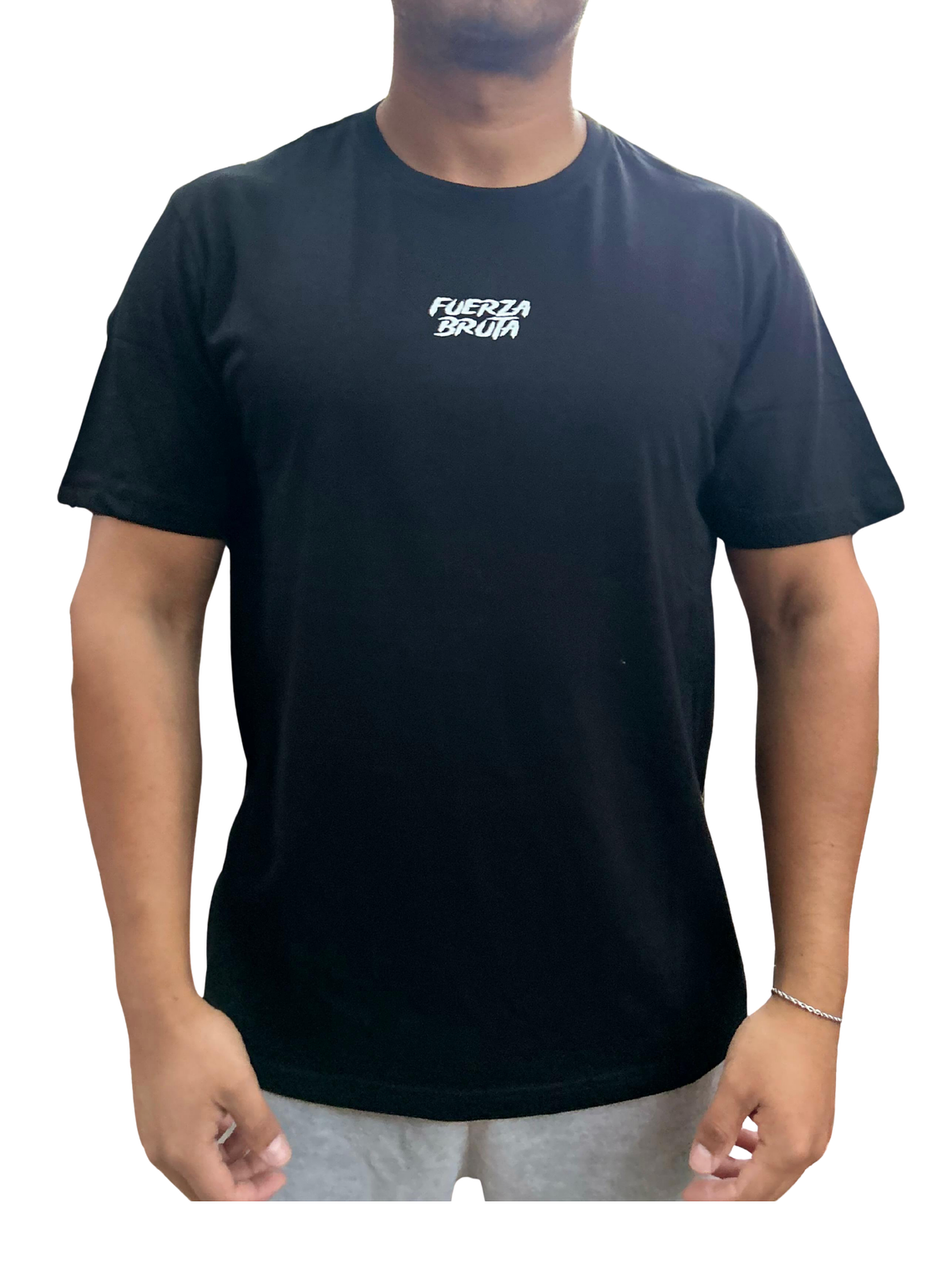 Polera Negra Regular Fit 190g – Fuerza Bruta Essentials 1