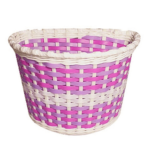 Canastito Plastico Rosado Con Amarillo