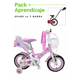 PACK BICICLETA BEST SPARK ARO 12 + BARRA APRENDIZAJE