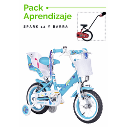 PACK BICICLETA BEST SPARK ARO 12 + BARRA APRENDIZAJE