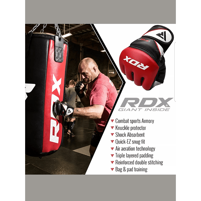 Luvas MMA Vermelhas RDX F12