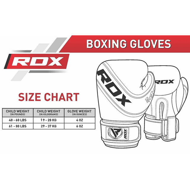 Guantes de Boxeo para niños RDX 4B variedad colores 