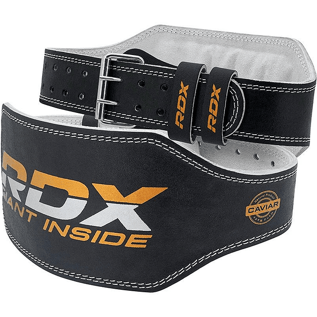 RDX 6R BLACK LEATHER 6 INCH GYM BELT