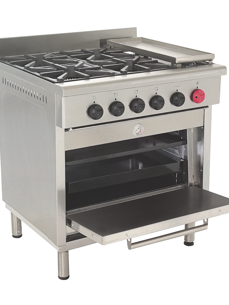 Cocina 4 platos con Plancha Churrasquera y Horno Maigas 2