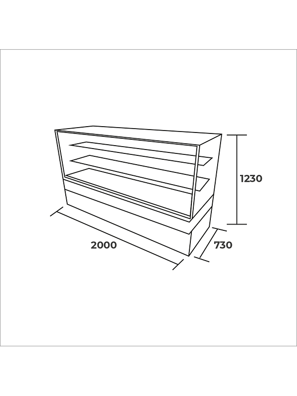 Vitrina pastelera cuadrada 2mts Maigas 2