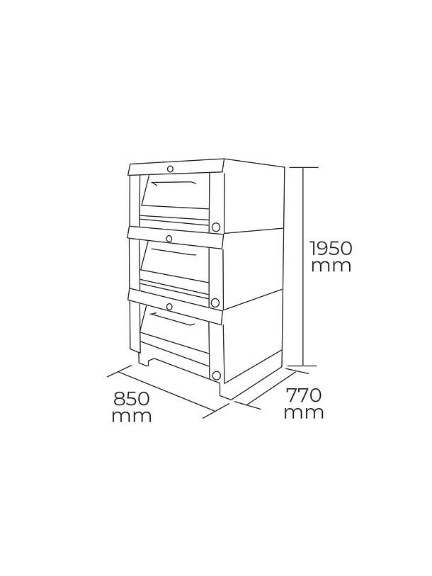 Horno a Gas (GLP) 3 Cámaras 58×65cm Maigas 2