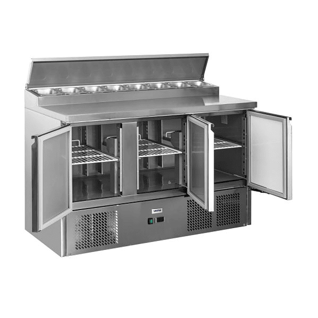 Mesón Saladette 3 ptas, Puerta acero inox, Ventus