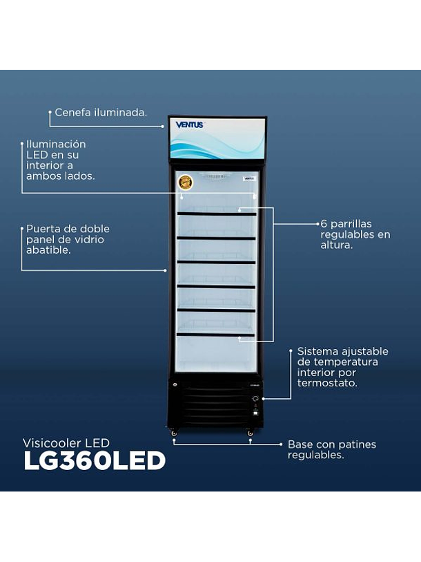 Visicooler 360Lts Led Ventus 3