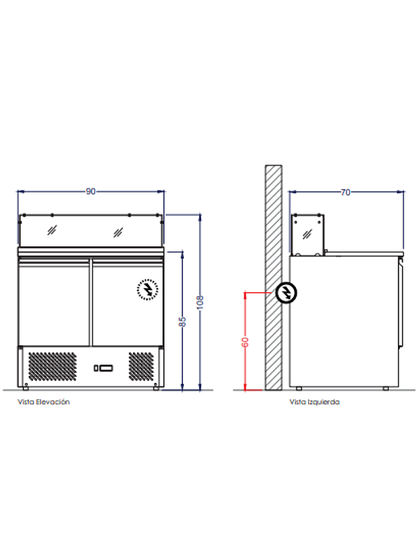 Mesón Saladette 2 Ptas. VMRSL-390 BENEFIT Ventus 2