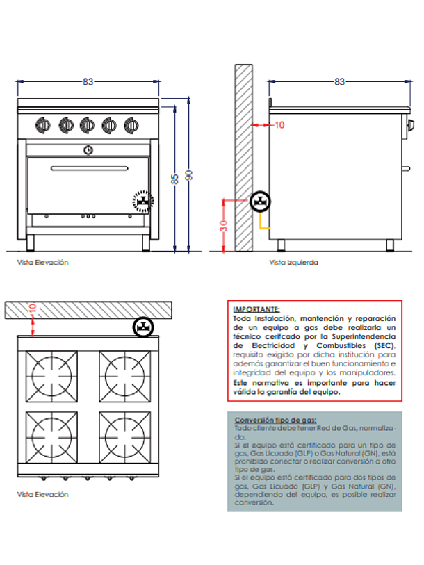 COCINA 4 PLATOS 58X65 INOX GN VCG-4AI GLP VENTUS 5