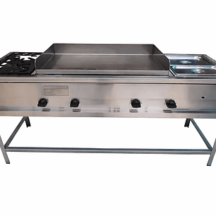 Lonchera 1.50 Plancha + Baño Maria + Quemadores Cousiño