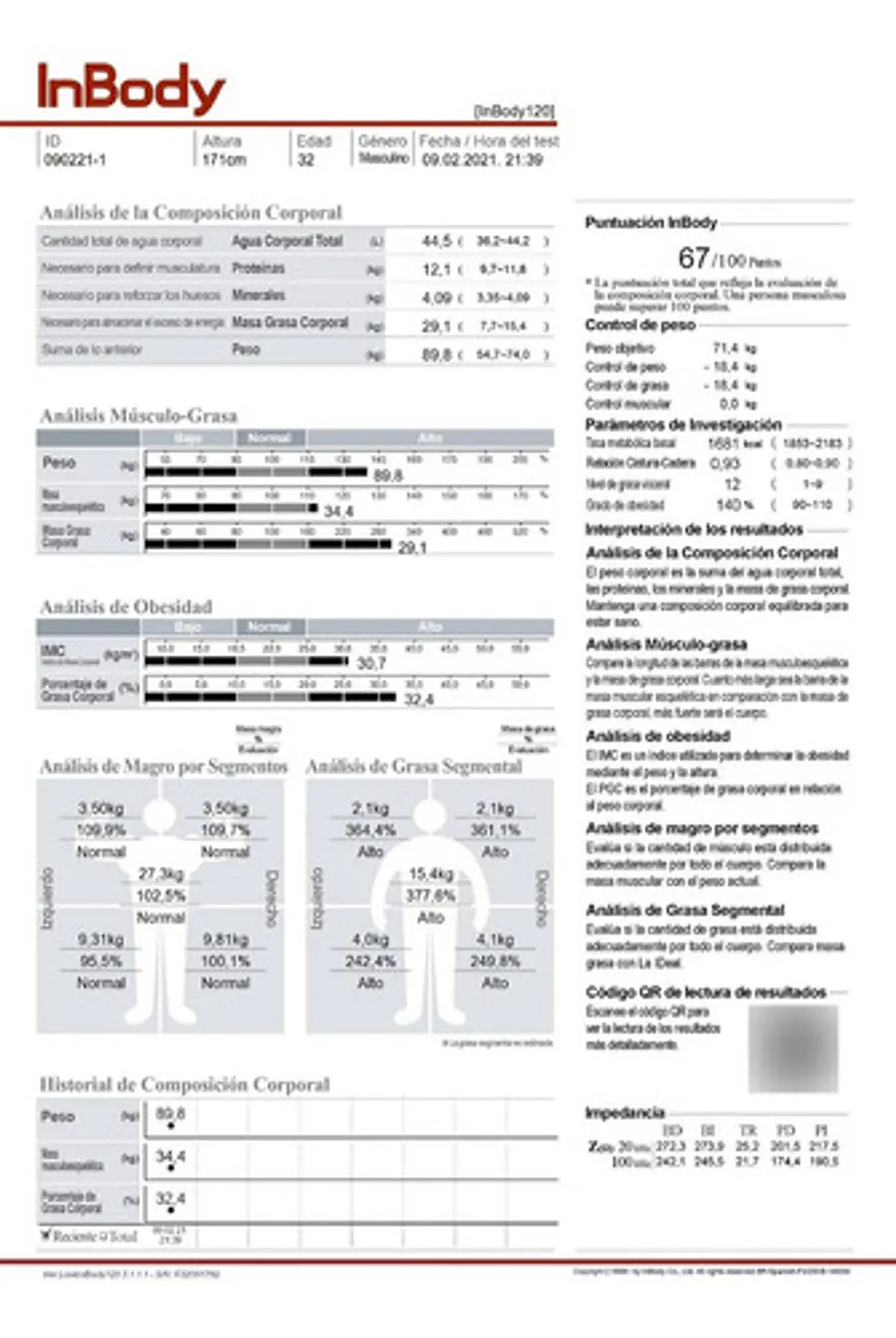 Bioimpedancia Santiago De Chile Examen Inbody Full Saludable 2