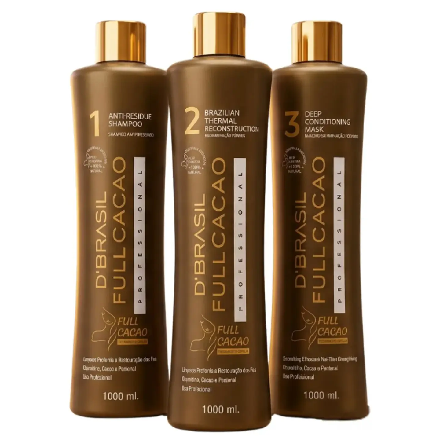 Kit Keratina Alisado Profesional Fullcacao (3 Pasos) 1000ml 1