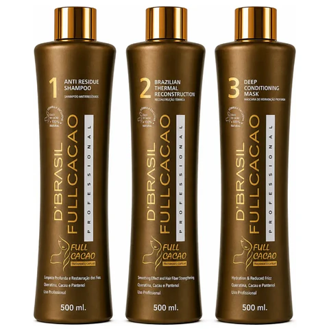 Kit Keratina Alisado Profesional Fullcacao (3 Pasos) 500ml