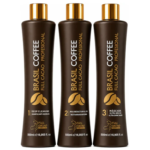 Kit Keratina Alisado Profesional Coffee (3 Pasos) 500ml Fullcacao