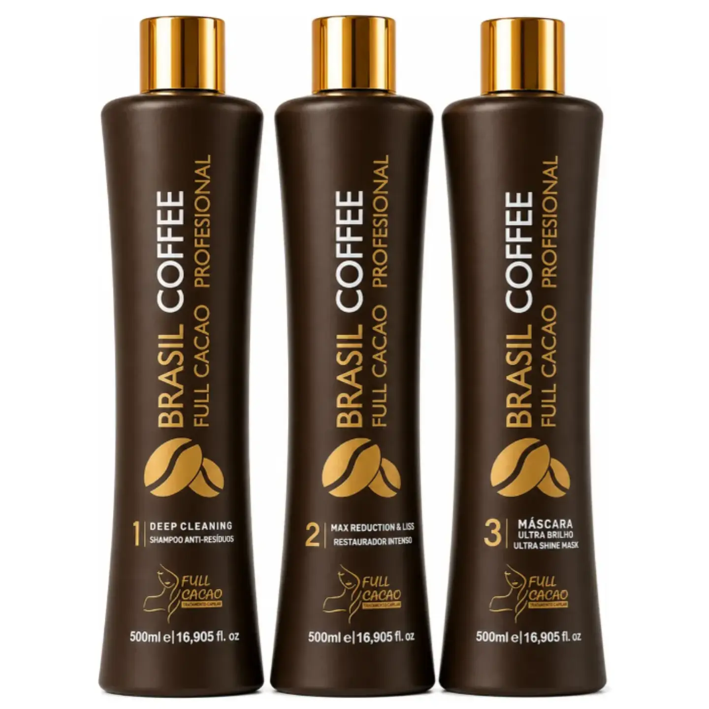 Kit Keratina Alisado Profesional Coffee (3 Pasos) 500ml Fullcacao 1