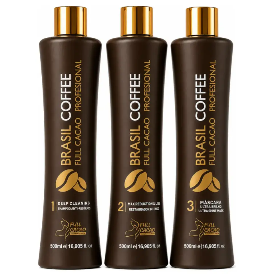 Kit Keratina Alisado Profesional Coffee (3 Pasos) 500ml Fullcacao 1