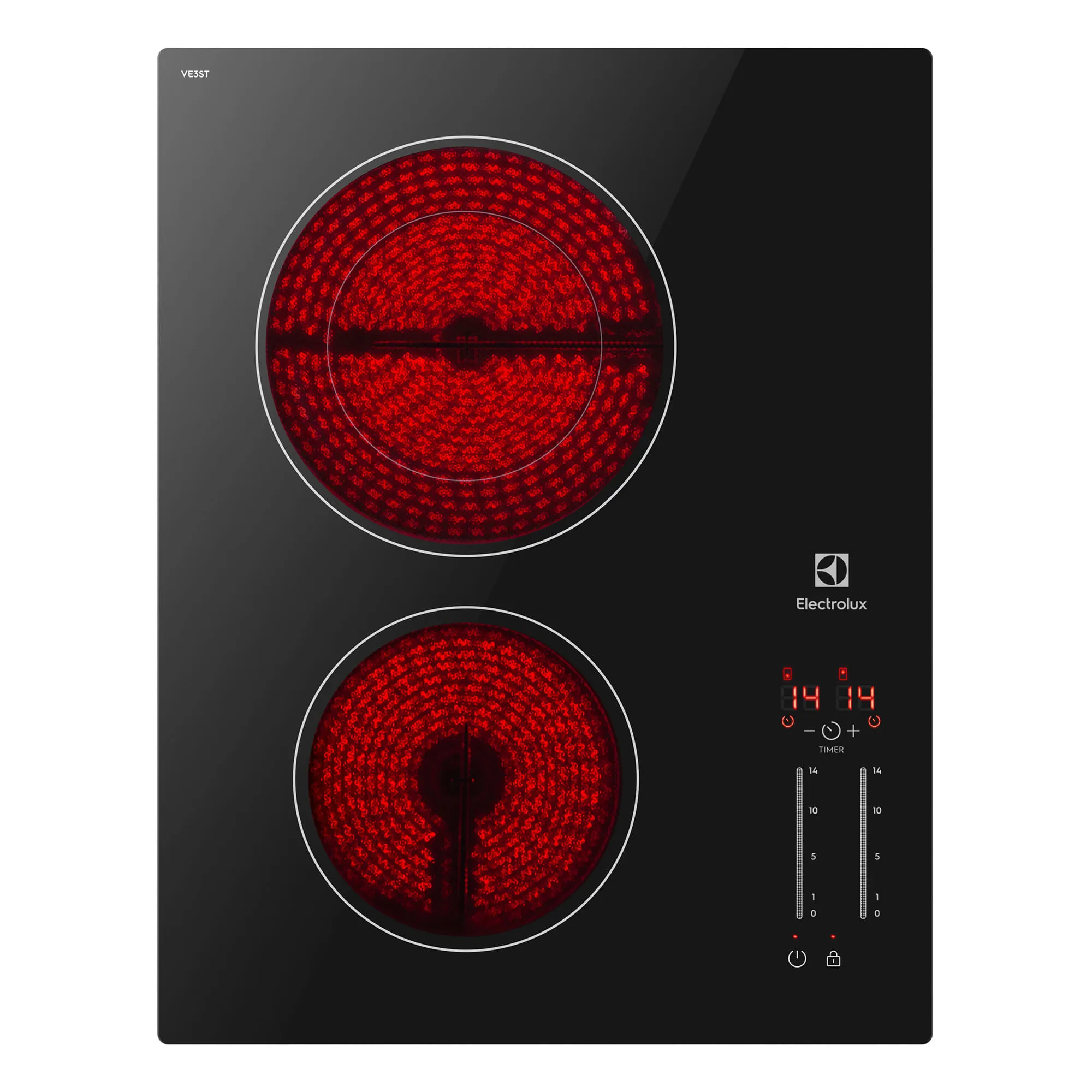 Encimera Eléctrica 2 Platos Electrolux Efficient Cubierta Vitrocerámica y Panel Touch VE3ST