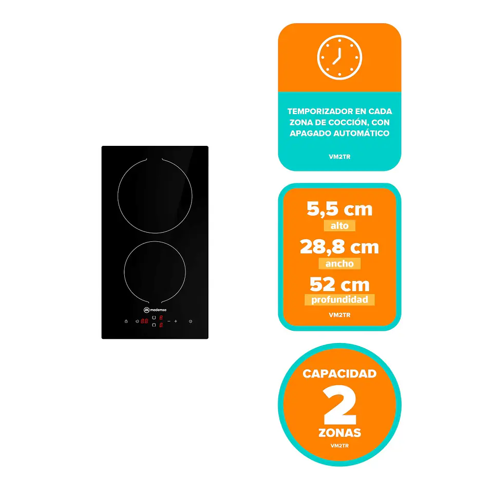Encimera Mademsa Vitrocerámica 2 Platos VM2TR 2