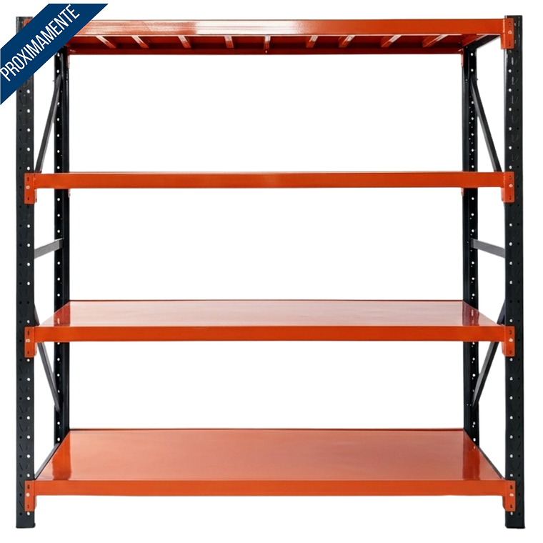 Rack Metálico Milán 200x200x60 cm 1.200kg Negro/Naranjo 2