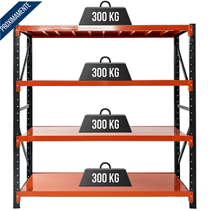 Rack Metálico Milán 200x200x60 cm 1.200kg Negro/Naranjo