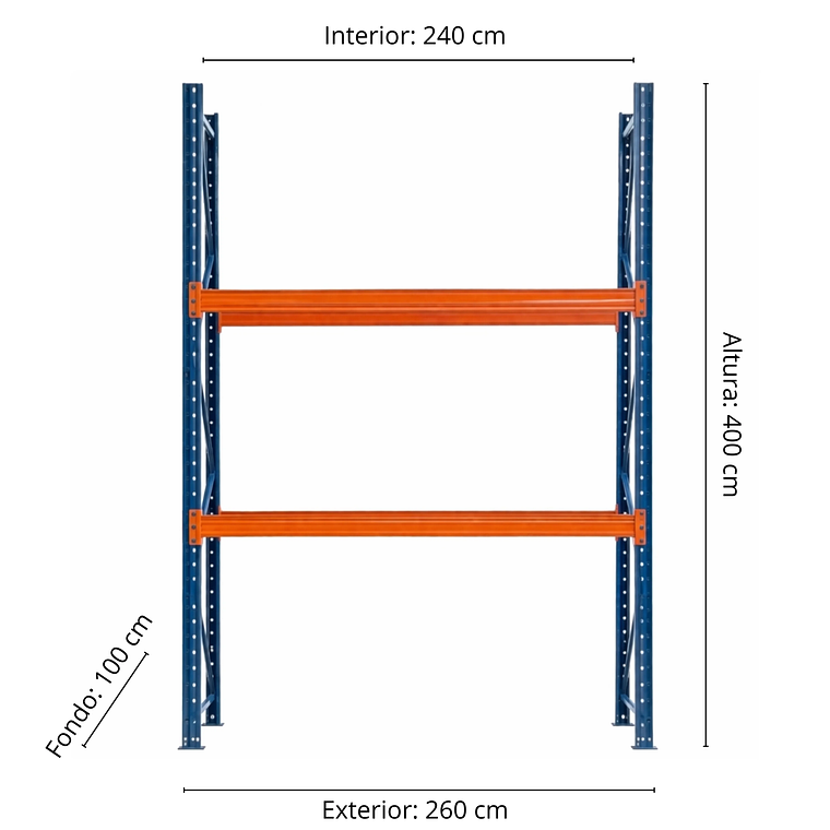 Rack Pallet Inicial 400x260x100 cm 4.000 kg 3