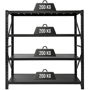 Rack Metálico Milán 200x200x60 cm 800kg Negro
